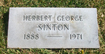 Headstone of Herbert George Sinton 1888 - 1971