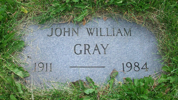 Headstone of John William Gray 1911 - 1984