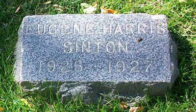 Headstone of Eugene Harris Sinton 1926 - 1927