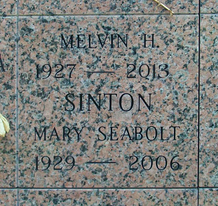 Headstone of Mary Seabolt Sinton 1929 - 2006