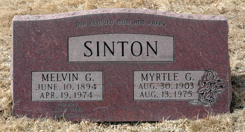 Headstone of Melvin Grant Sinton 1894 - 1974