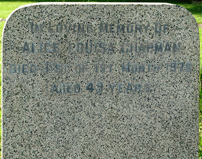 Headstone of Alice Louisa Chapman (née Davis) 1929 - 1979