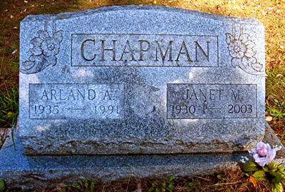 Headstone of Arland Allen Chapman 1935 - 1991