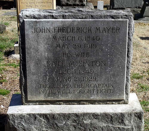 Headstone of John Fredrick Mayer 1840 - 1919