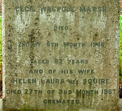 Headstone of Helen Laura Marsh 1882 - 1967