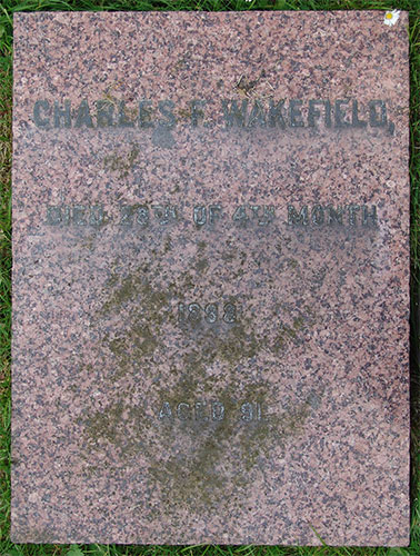 Headstone of Charles Frederic Wakefield 1807 - 1898