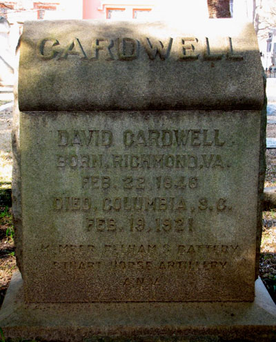 Headstone of David Cardwell, Columbia, South Carolina, USA