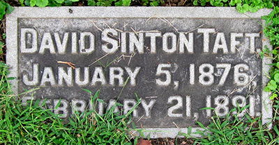 Headstone of David Sinton Taft 1876 - 1891