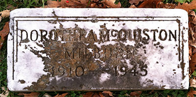 Headstone of Dorothea Milburn (née McQuisto) 1910 - 1945