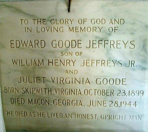 Headstone of Edward Goode Jeffreys 1899 - 1944