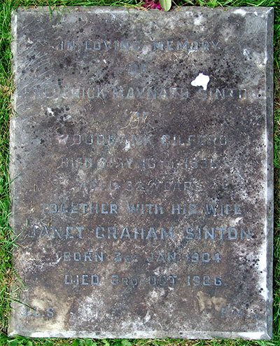 Headstone of Frederick Maynard Sinton 1904 - 1936