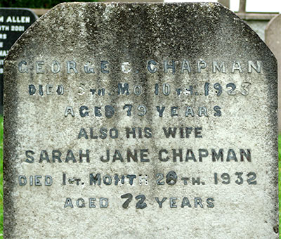 Headstone of George Cowan Chapman 1844 - 1923