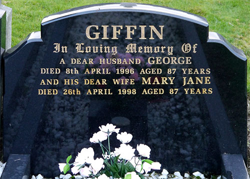 Headstone of George Giffin 1908 - 1996