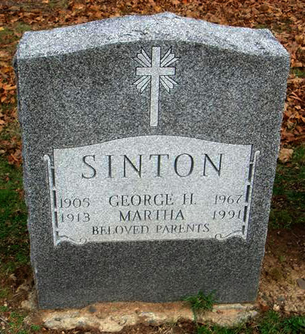 Headstone of George Herbert Sinton 1905 - 1967