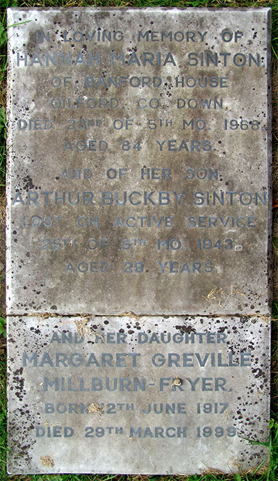 Headstone of Arthur Buckby Sinton 1914 - 1943