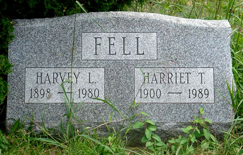 Headstone of Harvey Lewis Fell 1898 - 1980