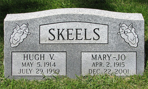 Headstone of Hugh Vernon Skeels 1914 - 1999