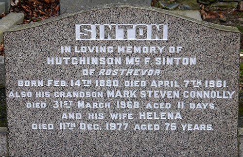 Headstone of Hutchinson McFadden Sinton 1880 - 1961