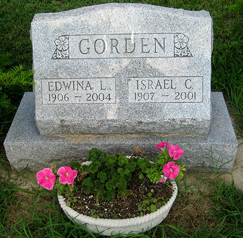 Headstone of Edwina L. Gorden (née Nickler) 1906 - 2004