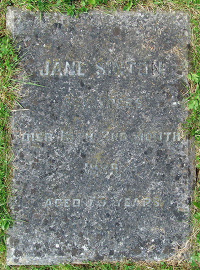 Headstone of Jane Sinton 1853 - 1929