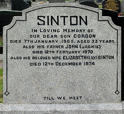 Headstone of John Sinton ? - 1970