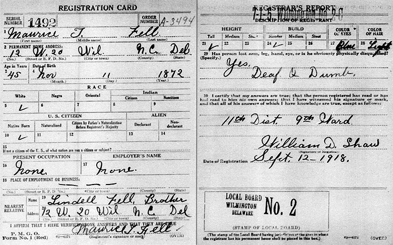 World War I Draft Registration of Maurice T. Fell