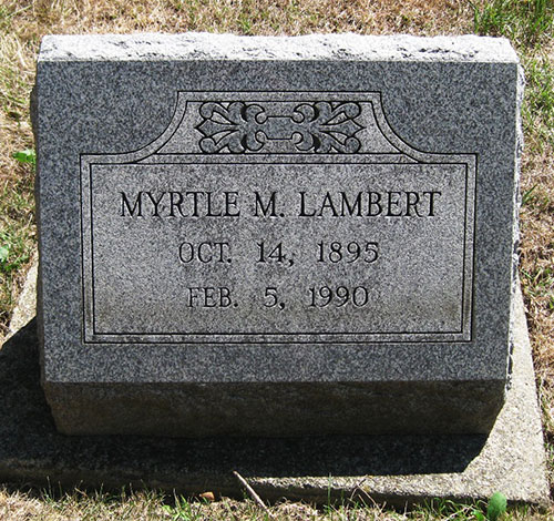 Headstone of Myrtle Marie Lambert (née Patterson) 1895 - 1990