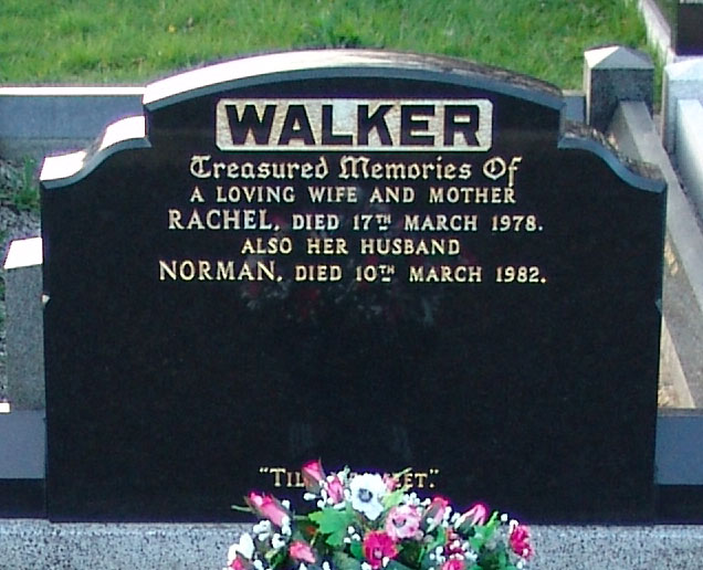 Headstone of Rachel Walker 1910 - 1978