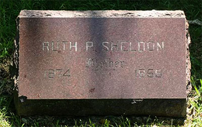 Headstone of Ruth V. Sheldon (née Patterson) 1874 - 1959