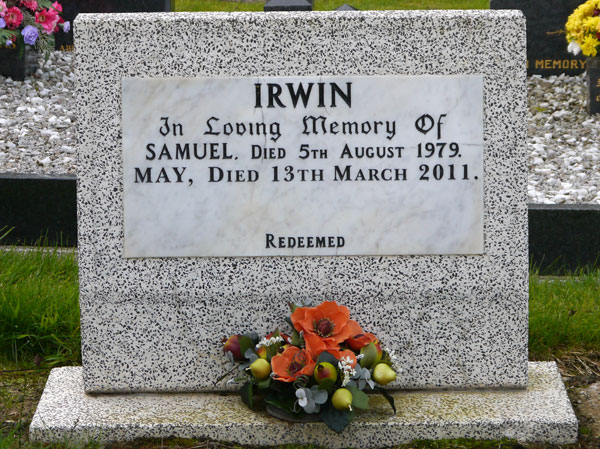 Headstone of Samuel Irwin 1912-1979