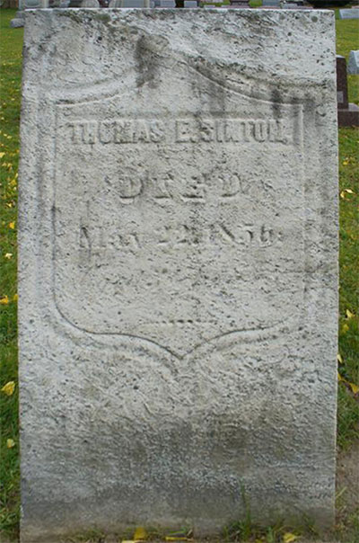 Headstone of Thomas Emlyn (O'Brien) Sinton<br />1822 - 1856