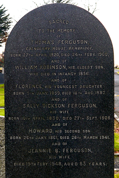 Headstone of Jane Byres Ferguson
<br />
(née Forde) 1867 - 1948