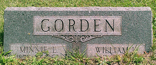 Headstone of Minnie Laura Gorden (née Sinton) 1870 - 1963