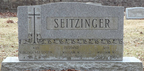 Headstone of Florence Virginia Seitzinger (née Sinton) 1920 - 2007