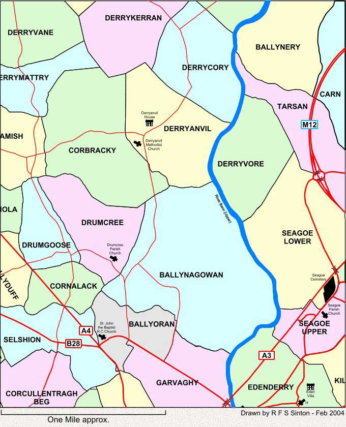 Townlands to the north of Portadown, Co. Armagh